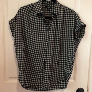 Checkered button down Top